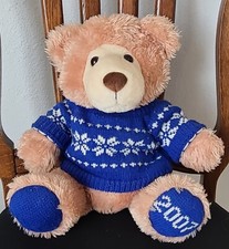 Soft Plush Brown Bear with a Blue Knitted Sweater Collection Year 2007