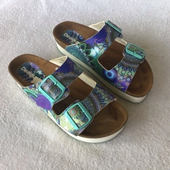 Desigual Nuria платформе слайд сандалии многоцветный 2 ремень размер 6 - Изображение 4 из 4