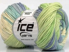 8-Skein Lot Lorena Print Yarn FREE SHIPPING light cotton green blue cream