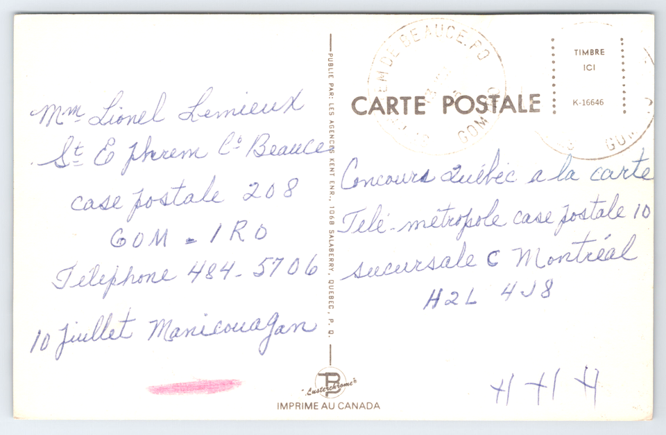 Vtg Postcard SaintEphremdeBeauce Aerial View Church Village Quebec