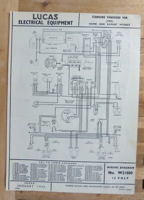 Original Lucas Standard Vanguard Van Schaltplan 1952 W21880