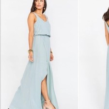 Show me Your MuMu NWOT Kendall Maxi Dress in Silver Sage Crisp Size S