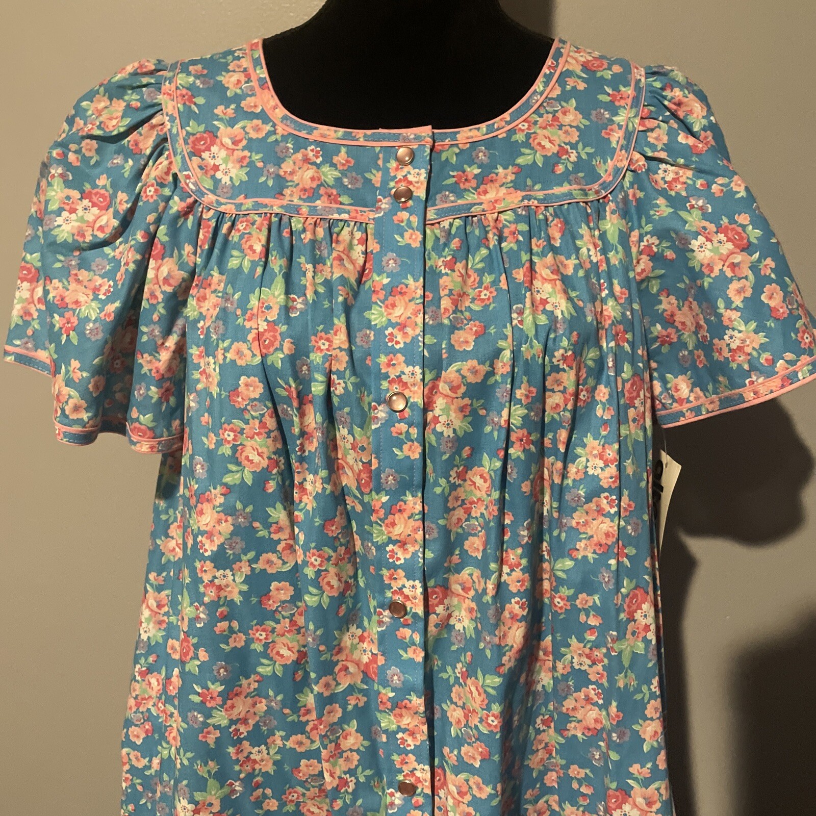 Alternatives By Swirl Housedress Blue Floral Vint… - image 4