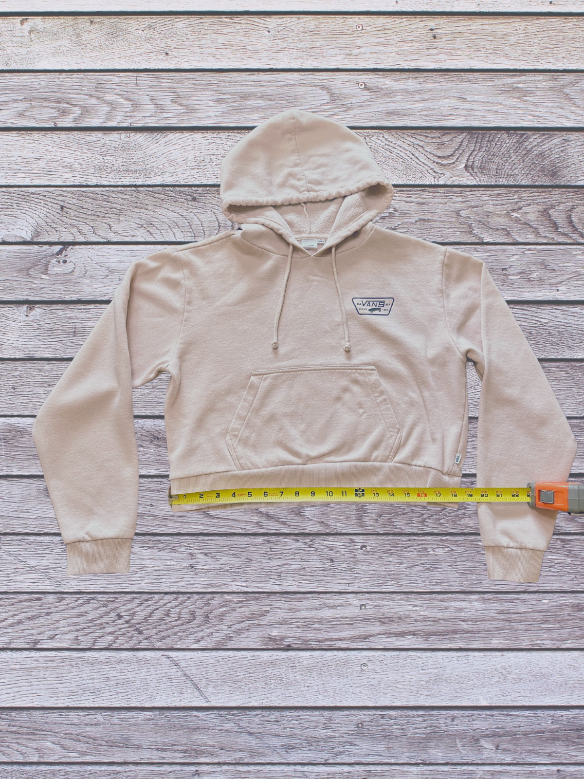VANS Hoodie Women's Medium Pink Cropped Pullover Drop Shoulder Pre-Owned image 4