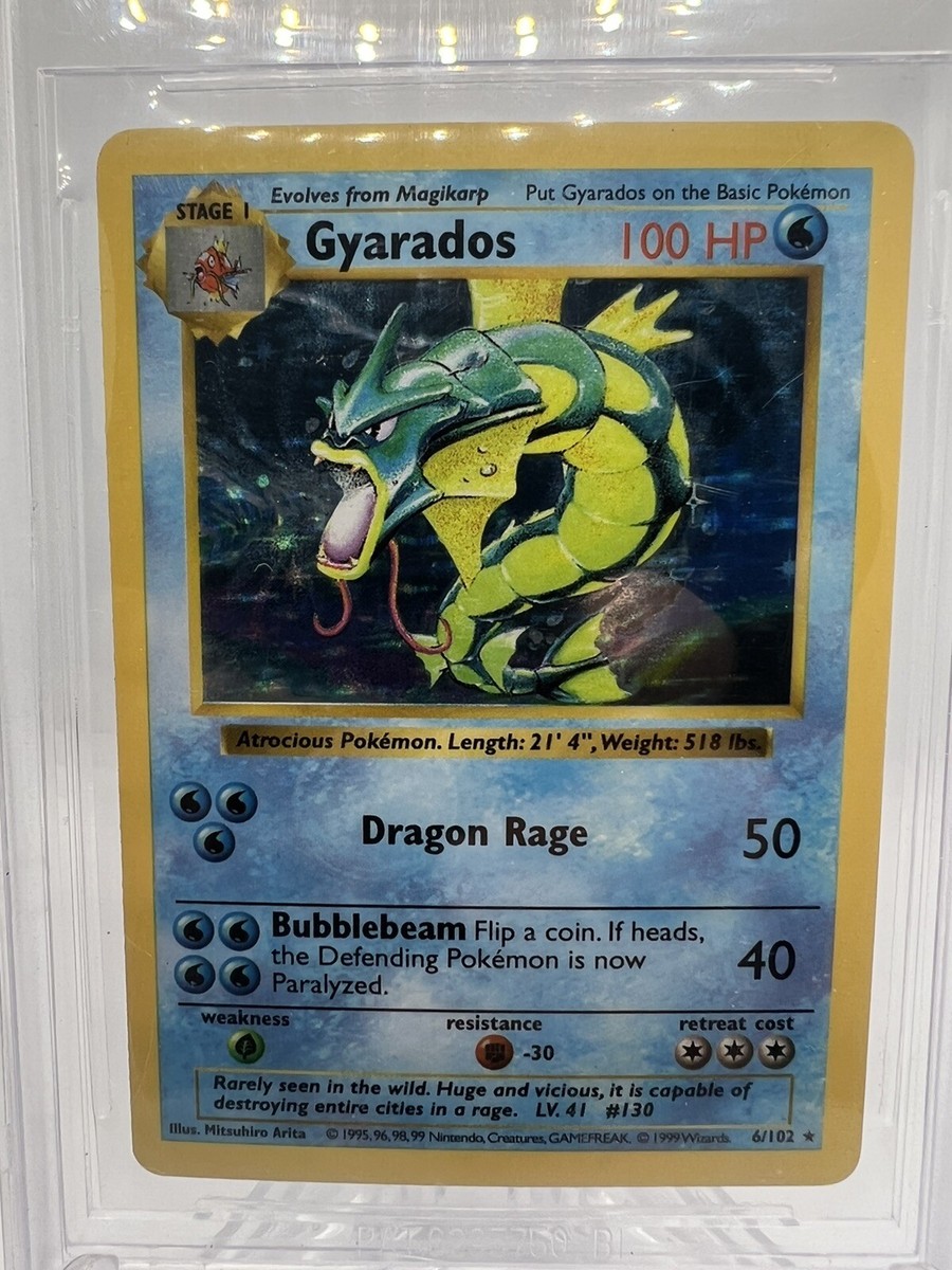 旧裏 Gyarados 初版 shadow less 1edition POKEMON 1ST ED SHADOWLESS BASE SET GYARADOS #6 HOLO PSA 10