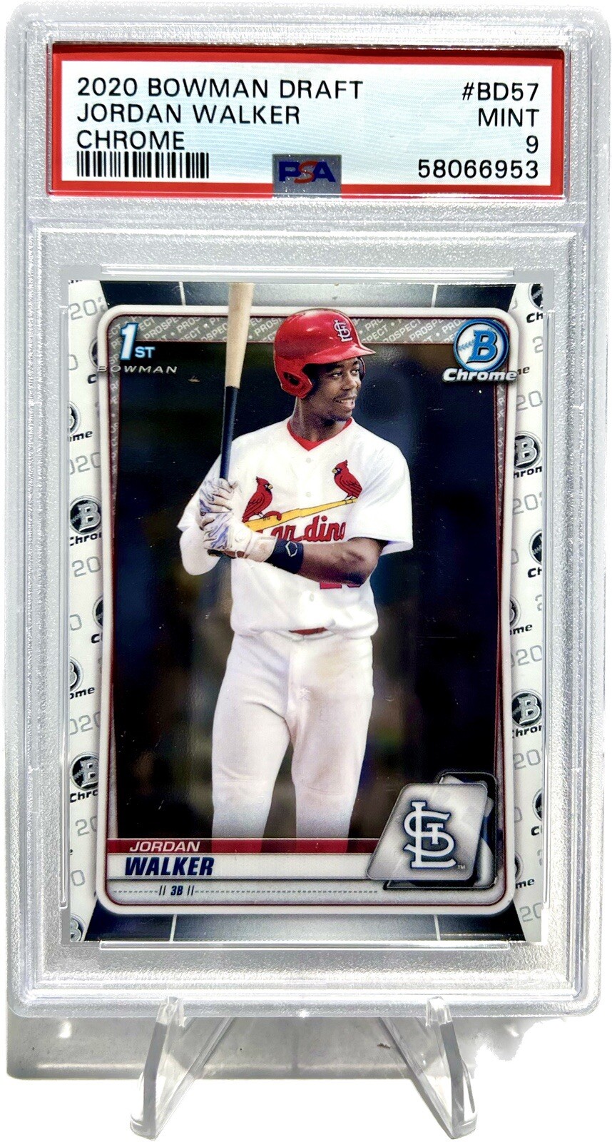 2020 Bowman Draft Jordan Walker #BD-57 1st Chrome Prospect PSA 9 Mint