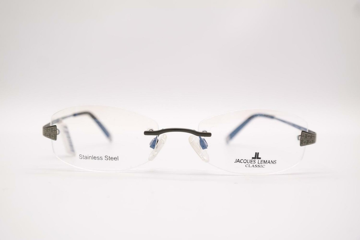 Monture De Lunettes Jacques Lemans JL F 1-5303 Olive Neuve - Titane/Plastique - Démi-Monture Ovale