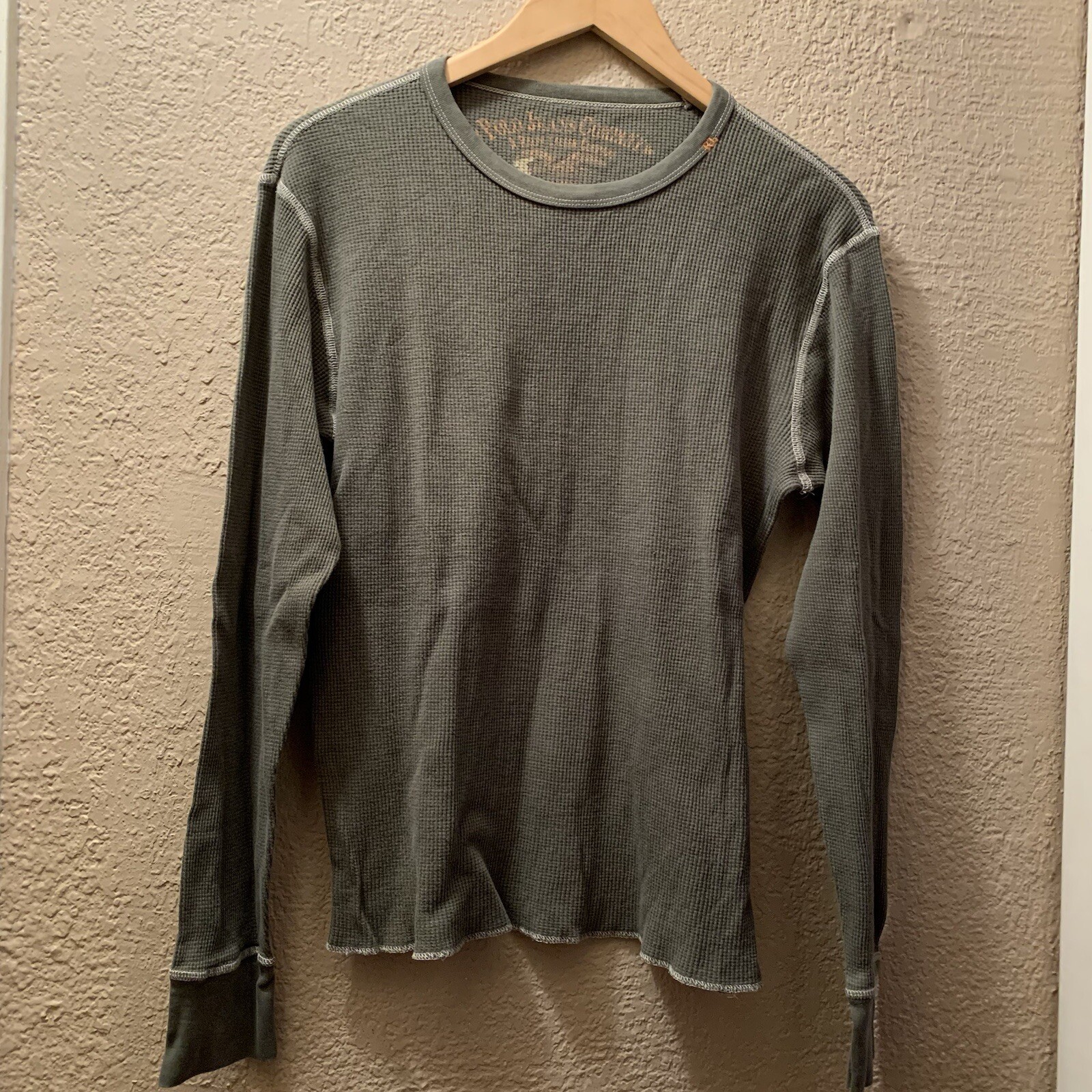 Polo Ralph Lauren Green Waffle Knit Long Sleeve Shirt Medium Preowned