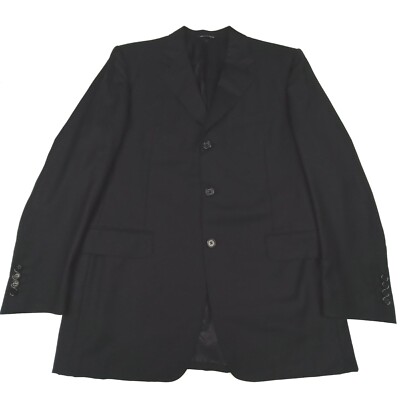 Canali Herren Anzug Jacke UK-40R EUR-50 Schwarz Schurwolle Blazer Aus IN Italien