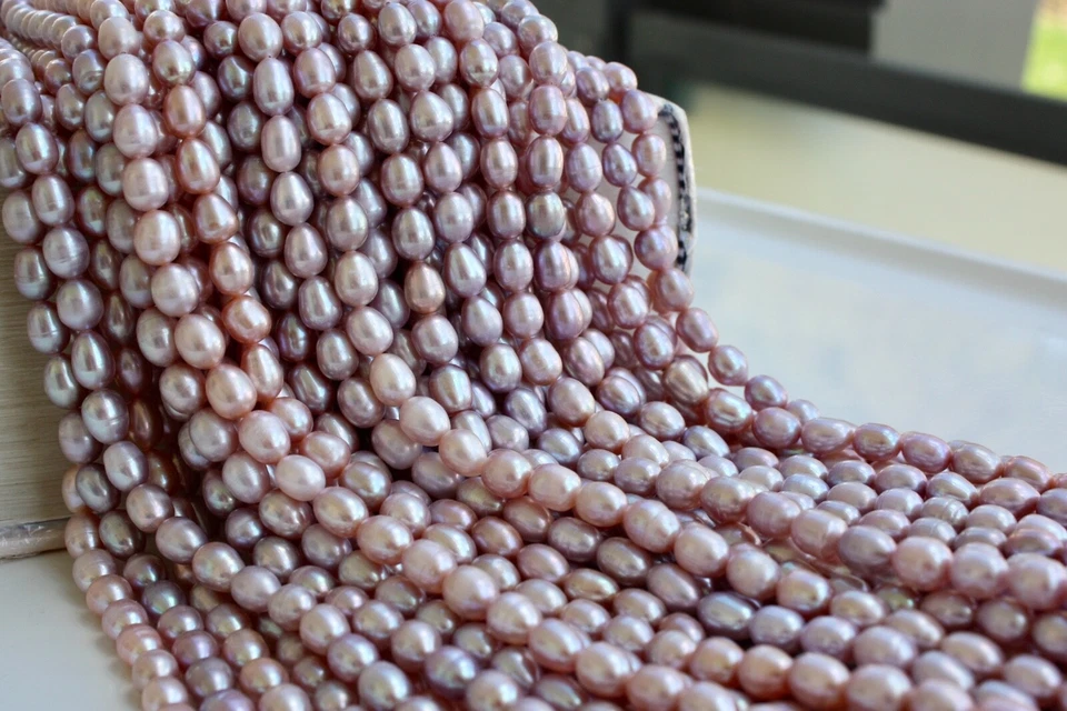 MARKENLOS Ovalado V 6-7 mm AA perlas cultivadas hebra perlas de agua dulce joyería cadena collar kmo