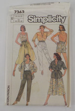 SIMPLICITY PATTERN #7363 SKIRT PANTS SHORTS SHIRT WOMENS SZ U 16-20 UNCUT 1986