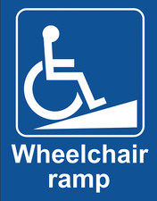 Disabled Wheelchair Ramp Access Self Adhesive Gloss Sticker Sign 160mm x 125mm