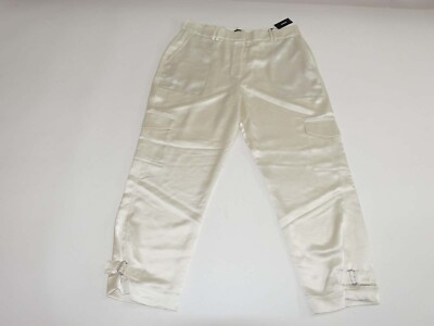 Express Women's Super High Rise Straight Cropped Pants Size 14 Regular NWT Ivory