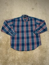 VINTAGE 90  s Eddie Bauer Elk Horn Twill Men  s Large Button Down Plaid Shirt