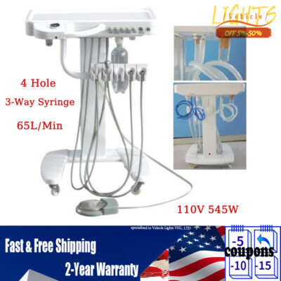 Portable Mobile Dental Delivery Unit System Cart Treatment Compressor 4-Hole USA