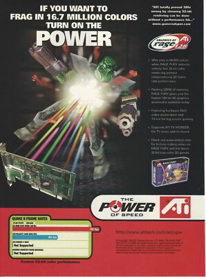 Vintage/Retro ATI Rage Fury Graphics Card Print Ad Promo 1999 (C)