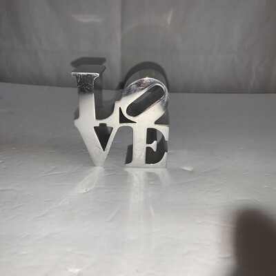 Vintage 70's Robert Indiana LOVE Sculpture Silver Metal