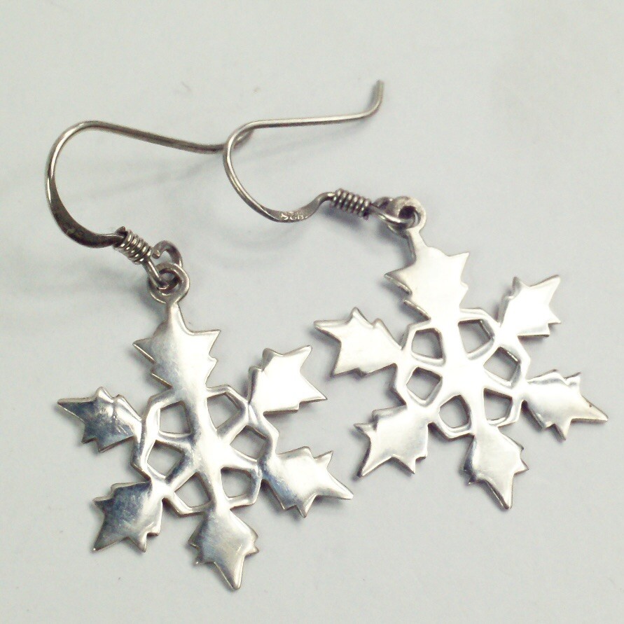 Sterling silver hook drop dangle snowflake winter… - image 7