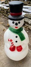 Lighted 34" Snowman Candy Cane Blow Mold Christmas Empire Pipe missing Vintage