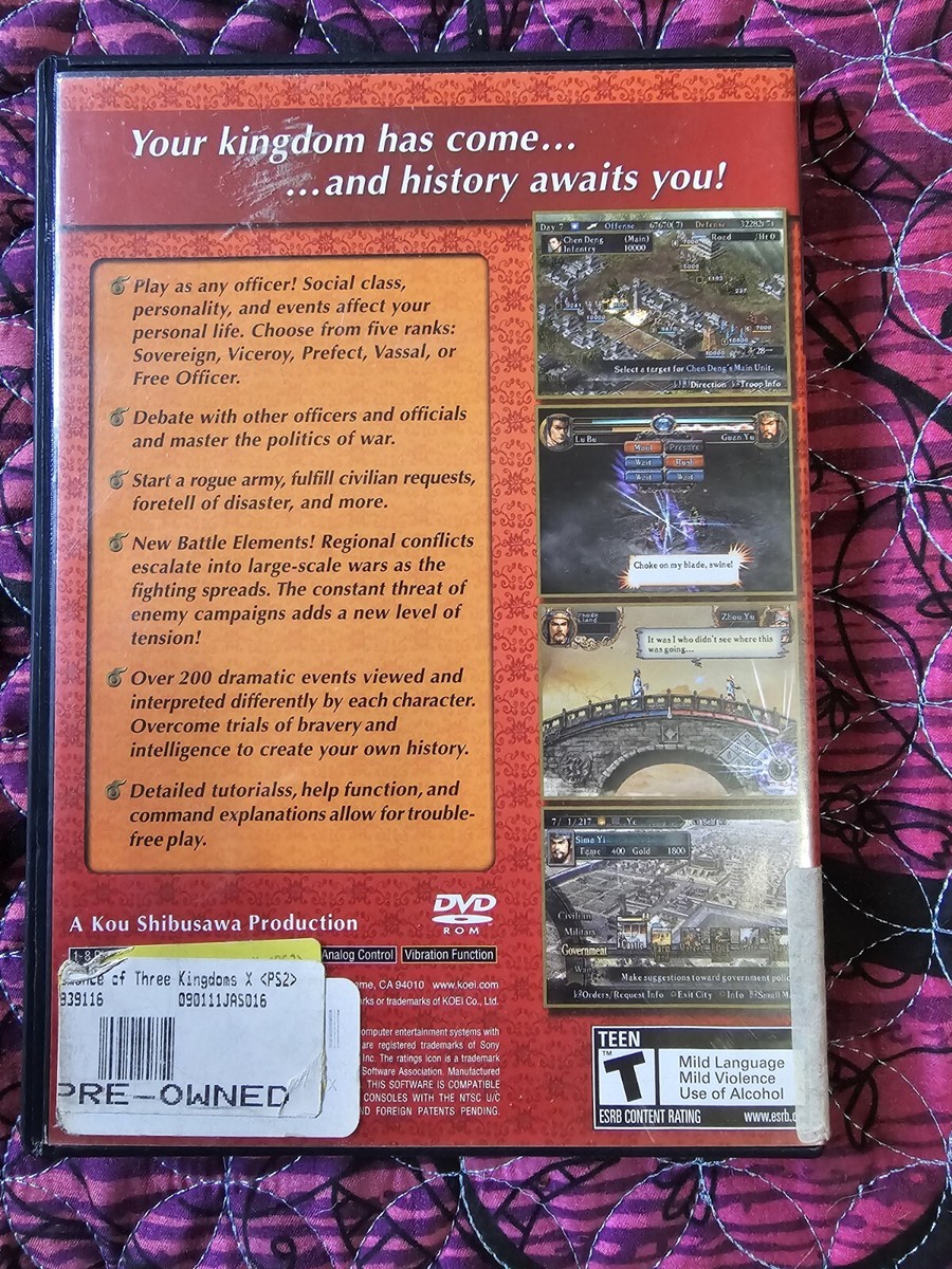 Romance Of Three Kingdoms X 10 (Sony Playstation 2 ps2) Complete