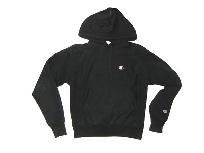 CHAMPION Black Cotton Warm REVERSE-WEAVE HOODIE Athletic Gym Sweatshirt Adult XS