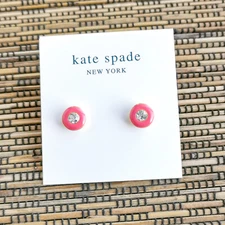 Kate Spade  Pink Candy Drops Round Stud Earrings Gold