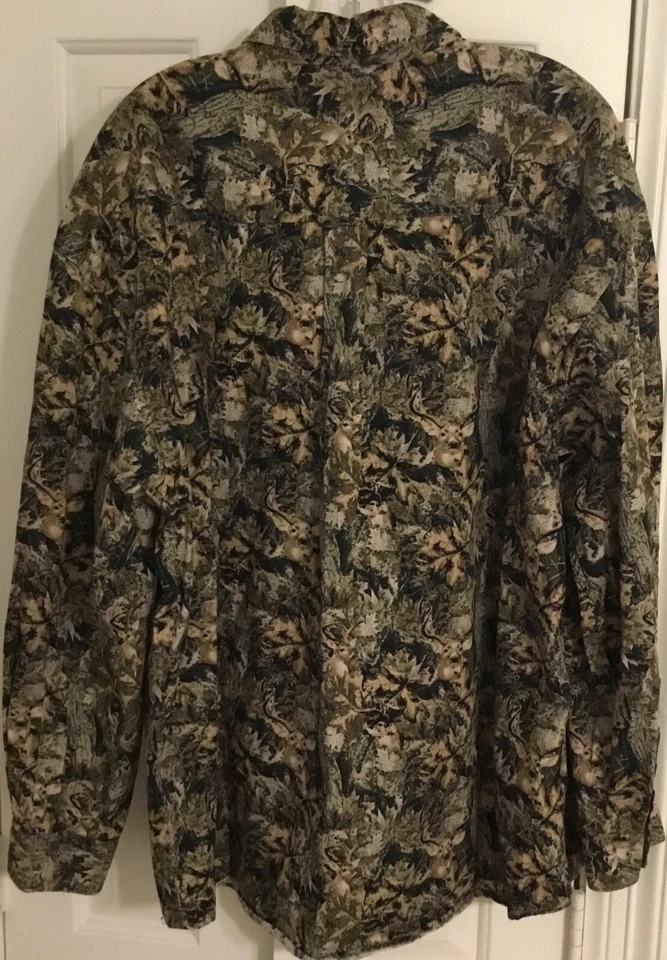 Rugged Earth L/S Shirt Mens 2XL XXL Woodland Camo All Over Print Outdoors Hunt - Image 3 of 4