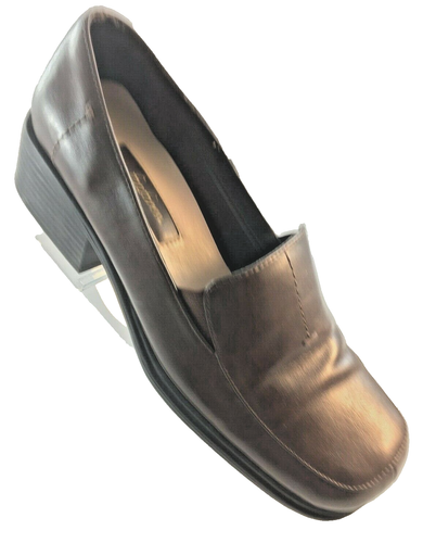 Fanfares Womens Size 6 Brown Career Comfort Block Heel Square Loafer Pumps Shoes - Picture 2 of 12