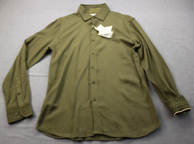 Porter & Ash Logo Luxury Essentials Mens Green 100% Rayon LS Dress Shirt NWT  M