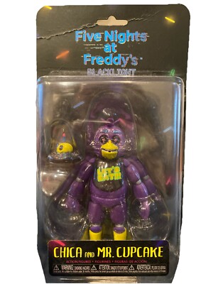 Five Nights At Freddys Blacklight Chica And Mr Cupcake Exclusive Unpunched New