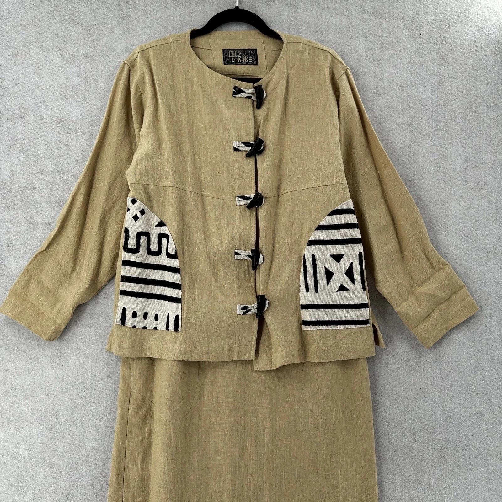 burton vintage my tribe joy linen 2-piece aztec maxi jacket