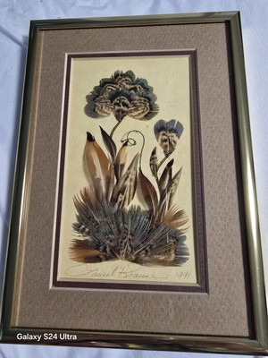 Vintage 1991 FEATHER  ART * 5X7 * Signed * Laurel Krause * Mountain Images