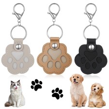 3PCS Memorial Keychain for Pets PU Leather Pet Fur Keepsake Holder with Paw P...