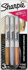 Sharpie METALLIC Fine Point 3 Pack Permanent Marker  Pens  Gold Silver Bronze  Oz  