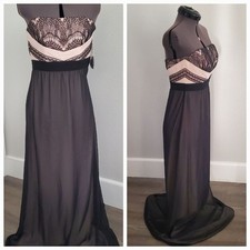 Gianni Bini Women's Size 0 Maxi Dress Black Nude Sheer Lace Strapless Flowy NEW