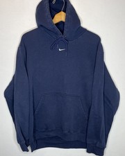Felpa con cappuccio Nike Center Swoosh vintage blu navy anni 90 Y2K taglia L