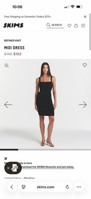 SKIMS Redefined Knit Midi Dress Obsidian Black Small NWT Kim Kardashian