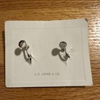 Vtg Lisner Earrings Clip On AB Blue Rhinestone Leaf 1 in — photo 2