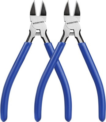 WORKPRO 2 Pack Wire Cutters, 6 Inch Precision Flush Spring Blue 