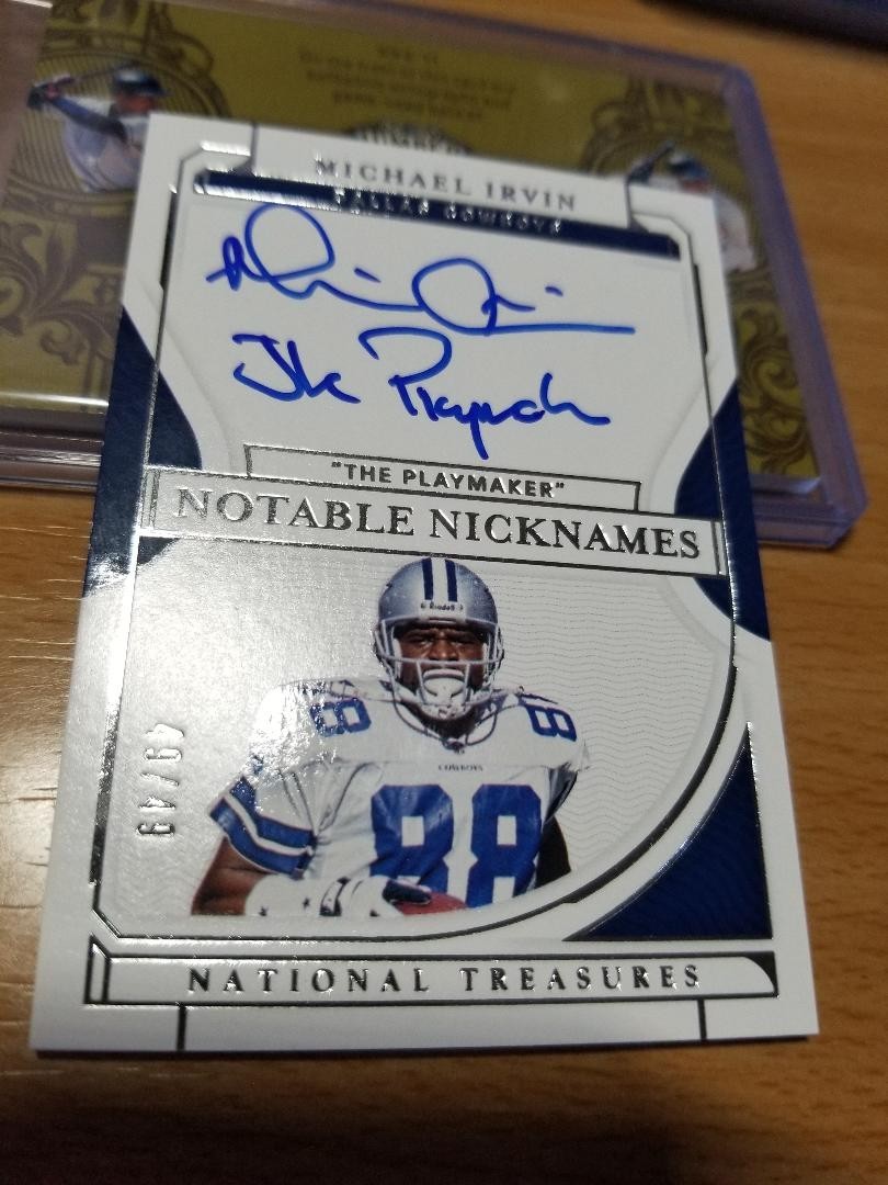 2021 National Treasures Michael Irvin Notable Nicknames "The Playmaker" Auto /49 view 3