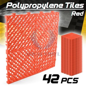 42pcs 16"x16" Red Garage Floor Mat Perforated Flooring Tile Shop Interlocking