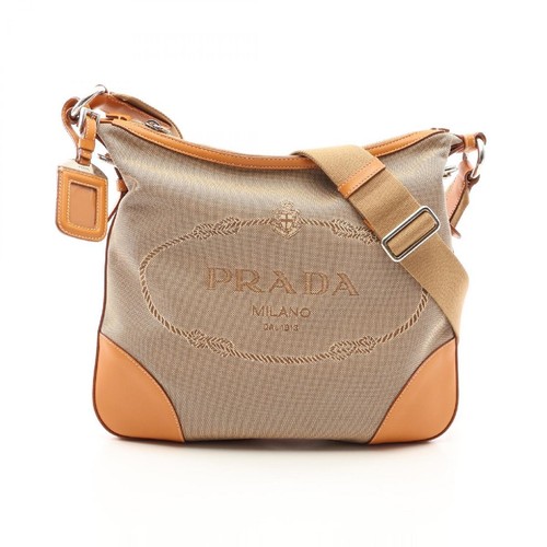 Bulk Purchase PRADA LOGO JACQUARD Logo Jacquard Shoulder Bag Bag Canvas Beige Us