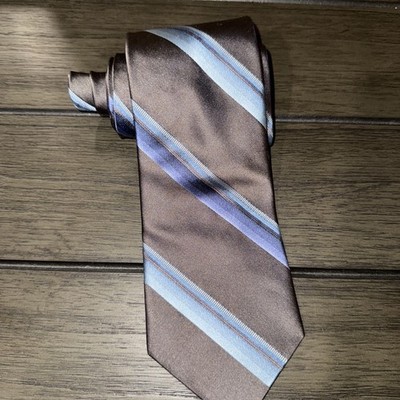 Murano Men's Neck Tie Blue / Gray Diagonal Striped Hand Tailored USA 100% Silk