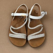 Lucky Top Girls Pearl Rhinestone Strappy Sandals White Size 11 Summer Dressy