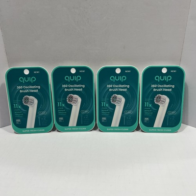 #ad 4 PACK 2 Per Pack quip 360 Oscillating Toothbrush Head Soft Refills White $24.99