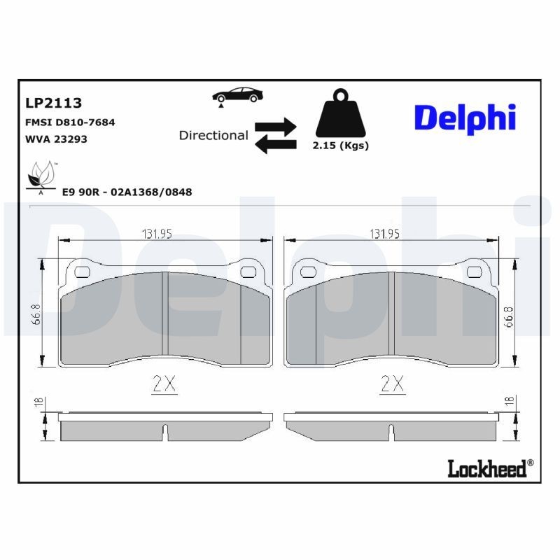 Front Disc Brake Brake Pad Set Delphi LP2113 Fits Jaguar XJ XK8 Braking System