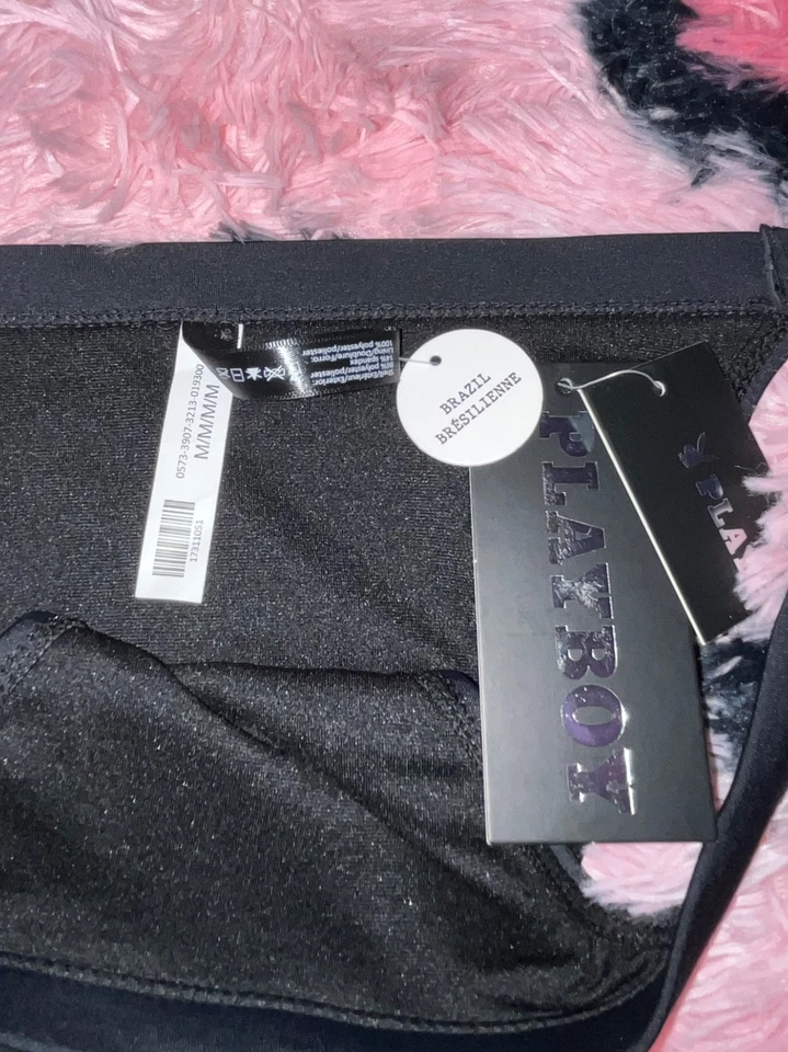 Playboy Bragas Bikini Corte Brasileño Negro Con Logo en la Espalda M Nuevas Con Etiquetas Foto 4 de 4