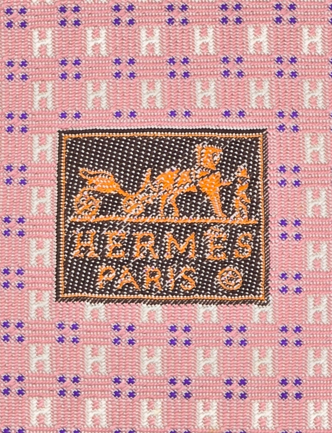 Hermès 758846 Jacquard Hidden H Pink White Purple Tie