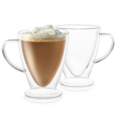 JoyJolt Declan Irish Double Wall Insulated Glass Coffee Cups Set of 2 15oz