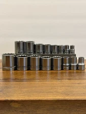 Vintage Indestro SAE 16pc Socket Tool Set 8pc-1/2” Drive & 8pc-3/8” Drive